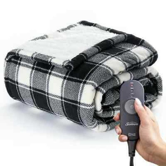 Sunbeam Bedding Sunbeam Electric Heated Microplush Sherpa Throw